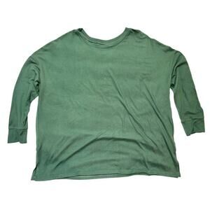 Women's Felina Large Oversized Extra Soft Green 3/4 Length Sleeve Crew Neck Tee